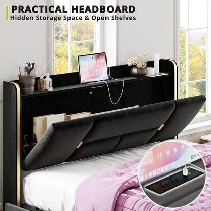 ANCTOR Upholstered Storage Bed with 4 Drawers