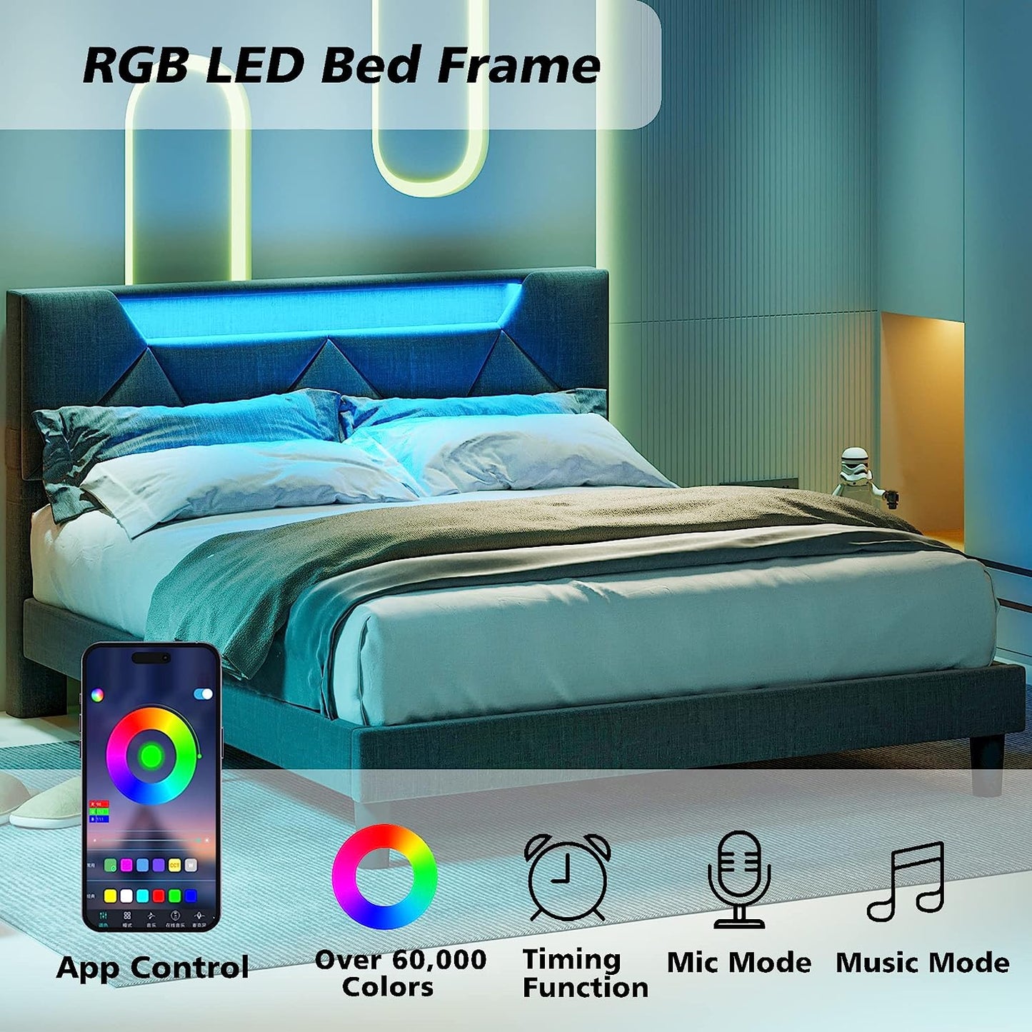 LED Queen Size Bed Frame