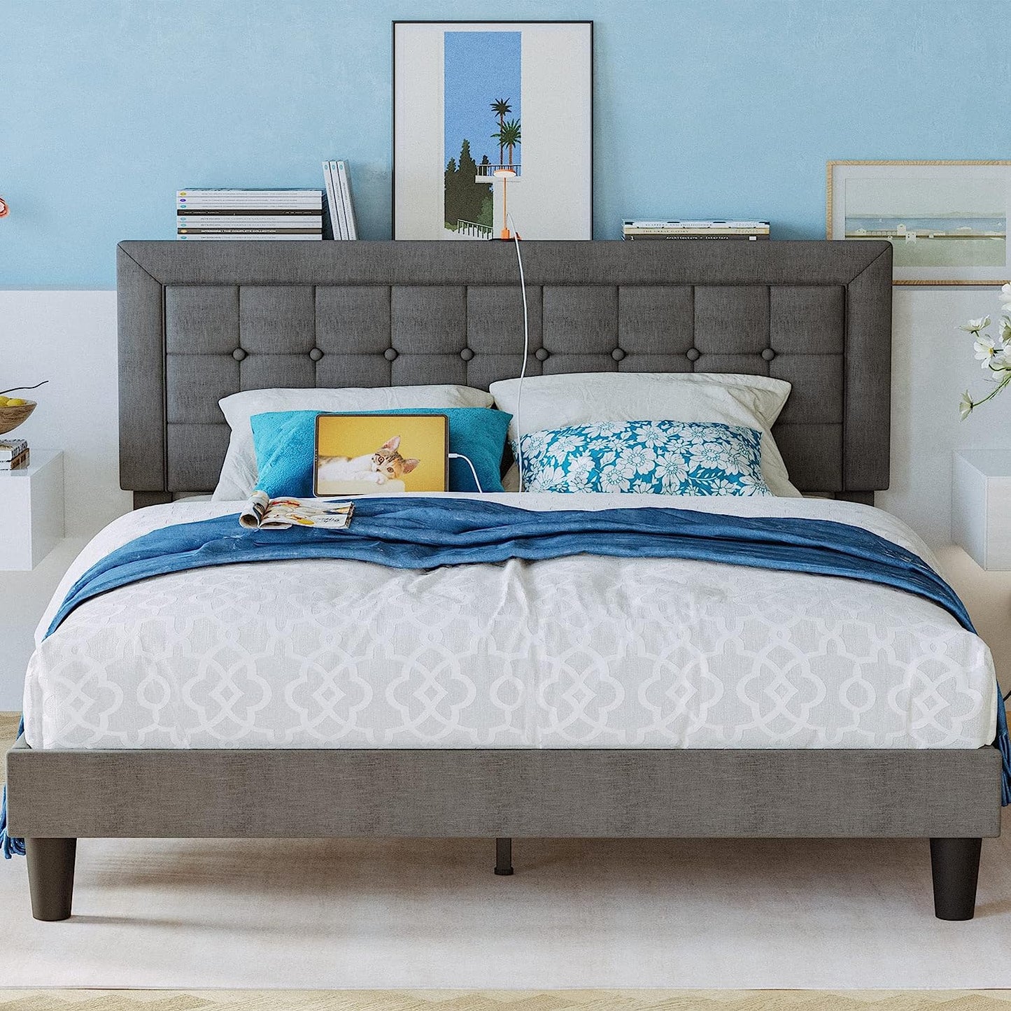 Full Size Bed Frame Grey