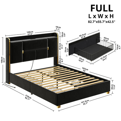 ANCTOR Upholstered Storage Bed with 4 Drawers