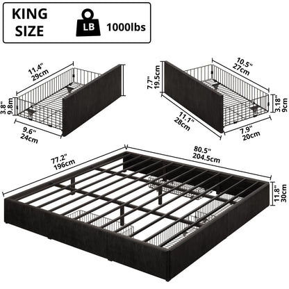 King Upholstered Bed Frame with 4 Drawers